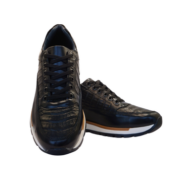 Tenis Piel Cocodrilo Negro